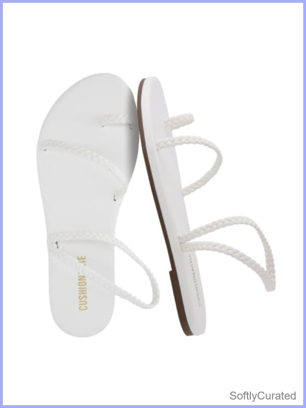 Faux Leather Strappy Flip Flops with Memory Foam Ankle Strap